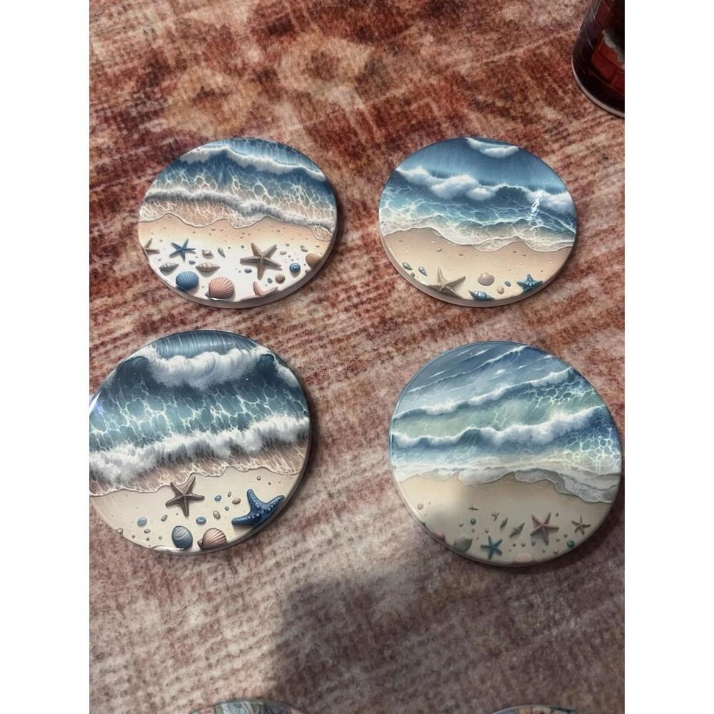 Beach Ceramic Coasters 4” X 4”